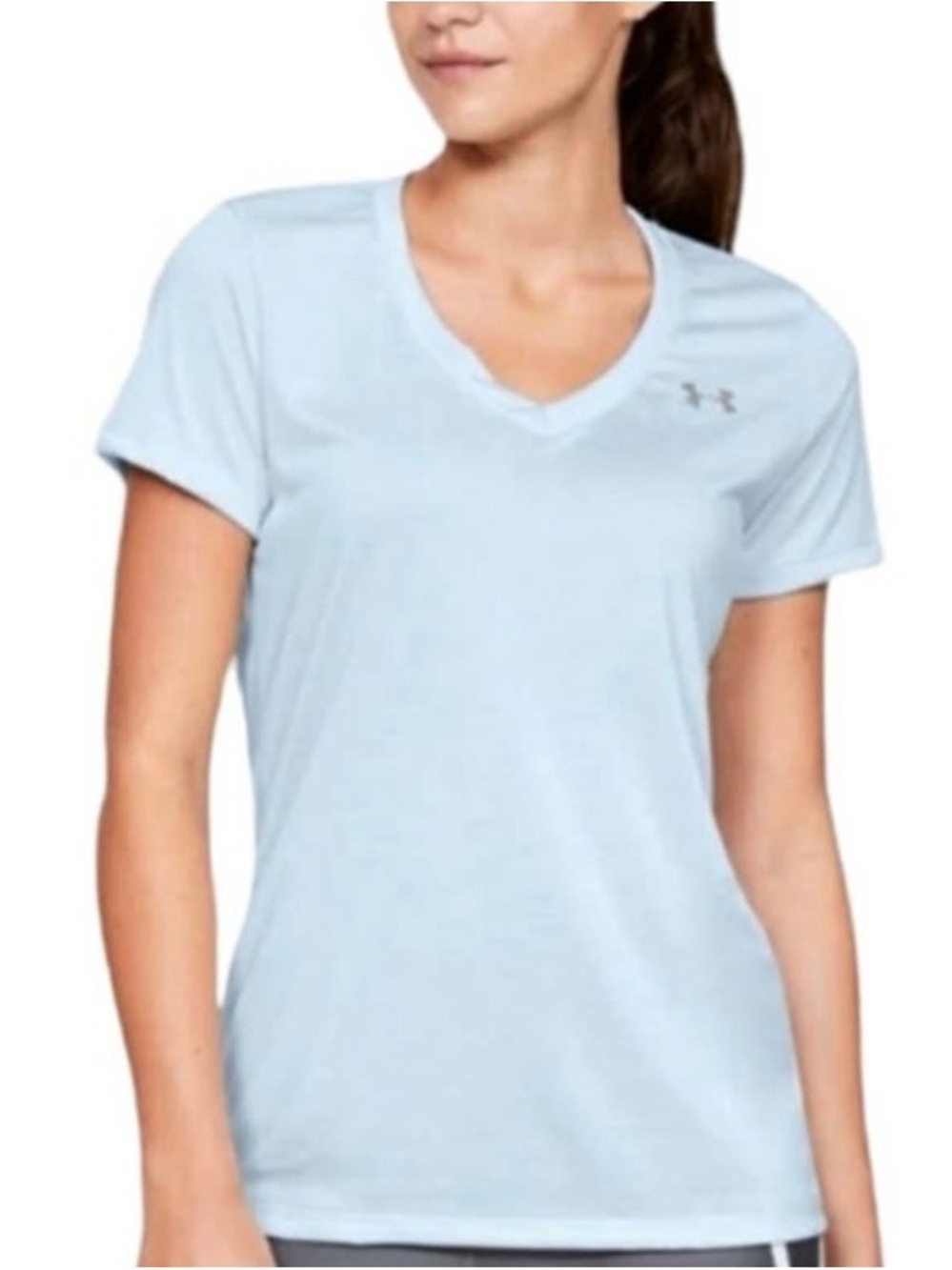 Under Armour HeatGear Light Blue V-Neck Performance Tee. Size L